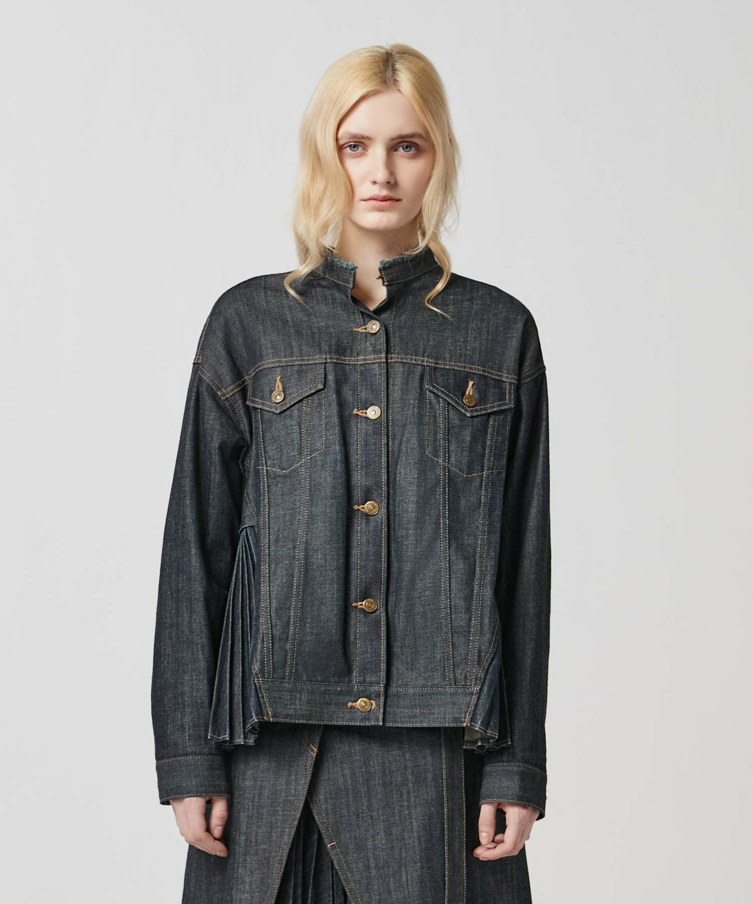 SIDE PLEATS DENIM JACKET | JAPAN DENIM