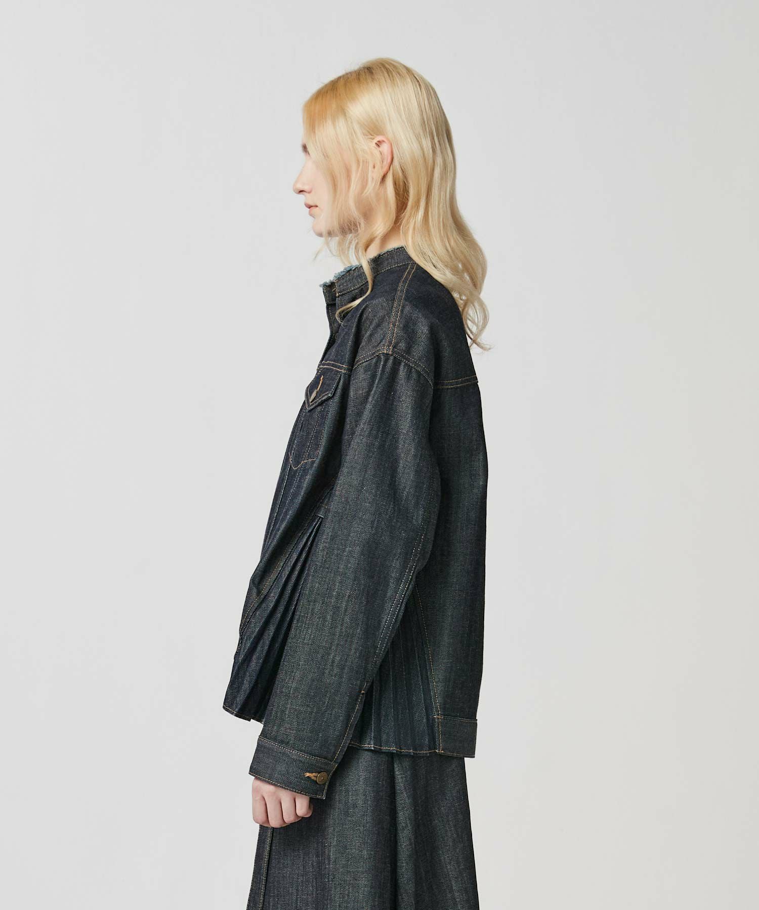SIDE PLEATS DENIM JACKET | JAPAN DENIM