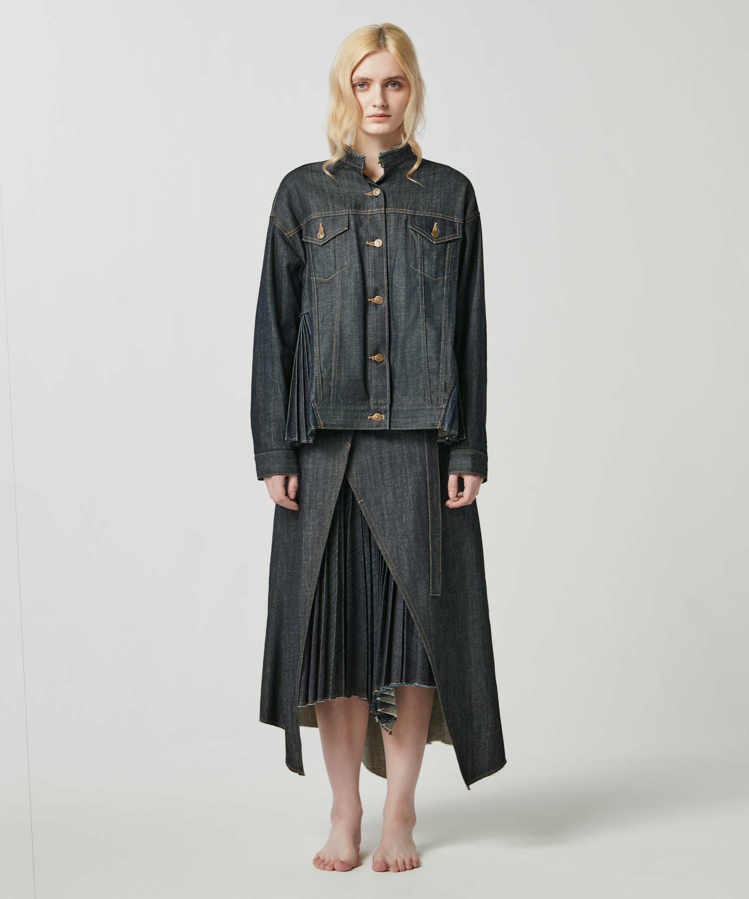 SIDE PLEATS DENIM JACKET | JAPAN DENIM