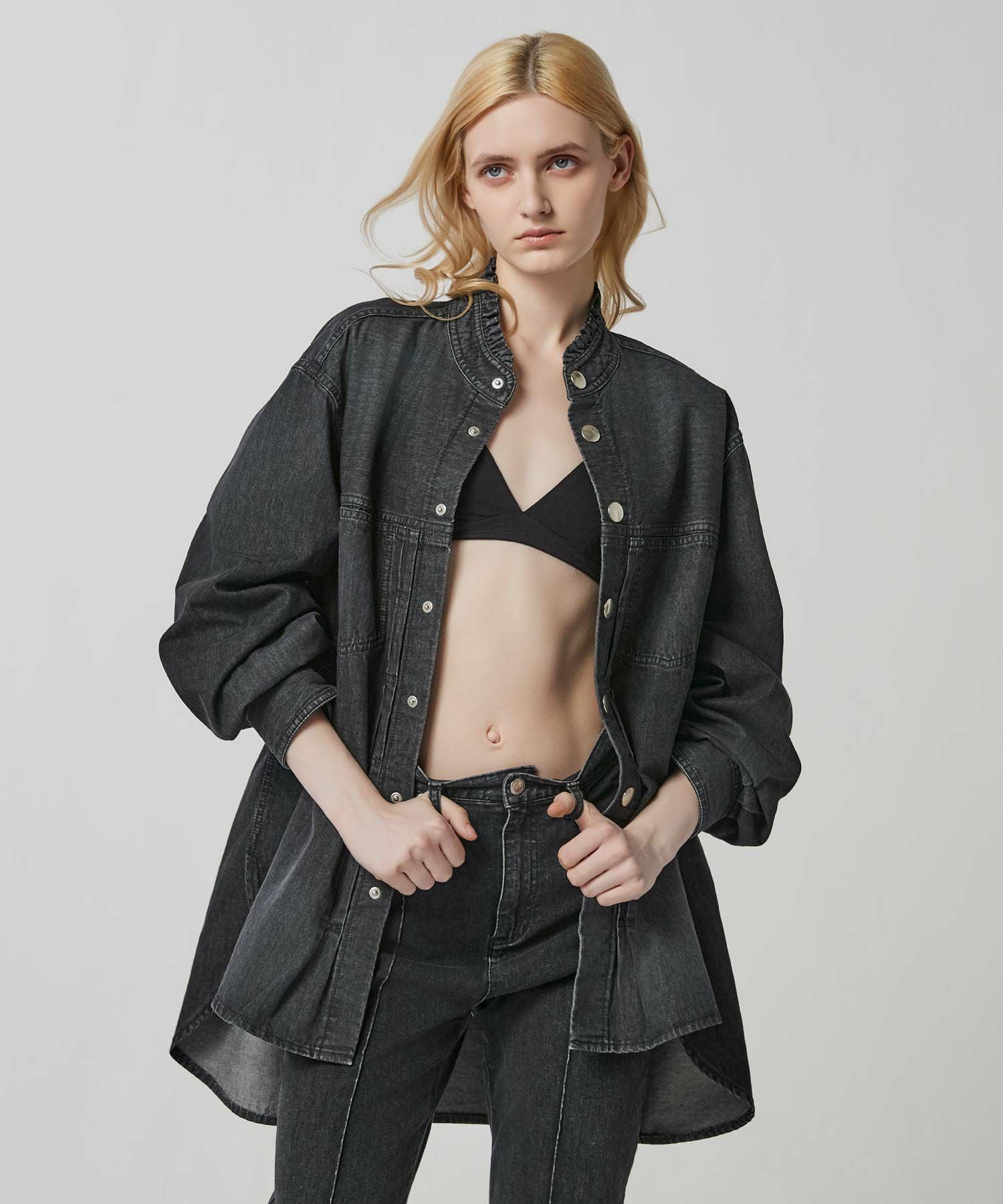 FRILL COLLAR SHIRT JACKET | JAPAN DENIM
