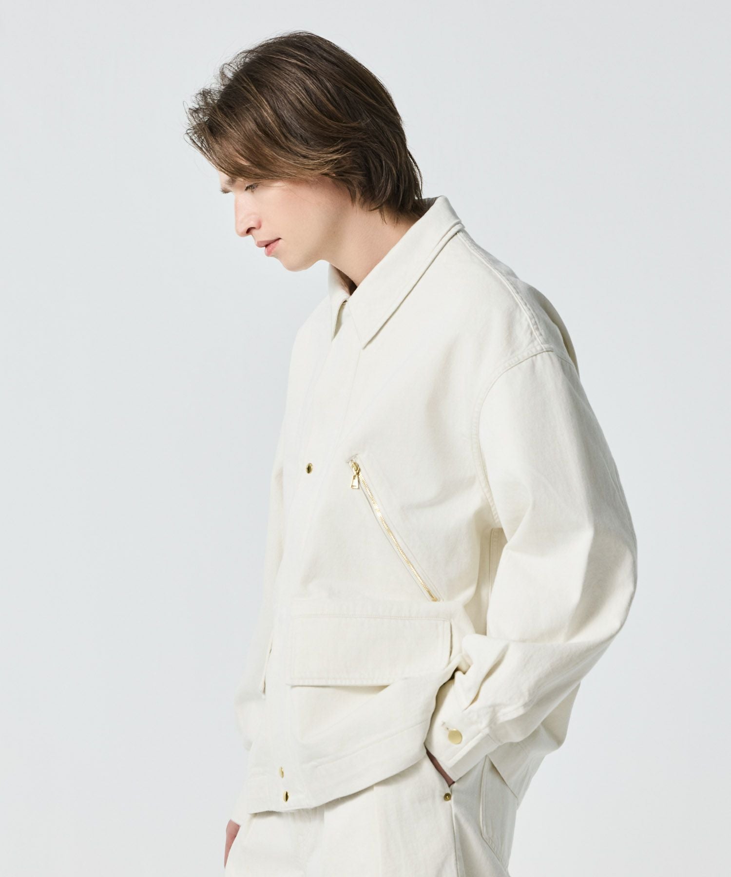 DOUBLE STANDARD CLOTHINGアイボリー ジップジャケット DOUBLE POCKET ZIP UP JACKET | JAPAN DENIM